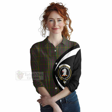 Hall Tartan Women's Casual Shirt with Family Crest Circle Style