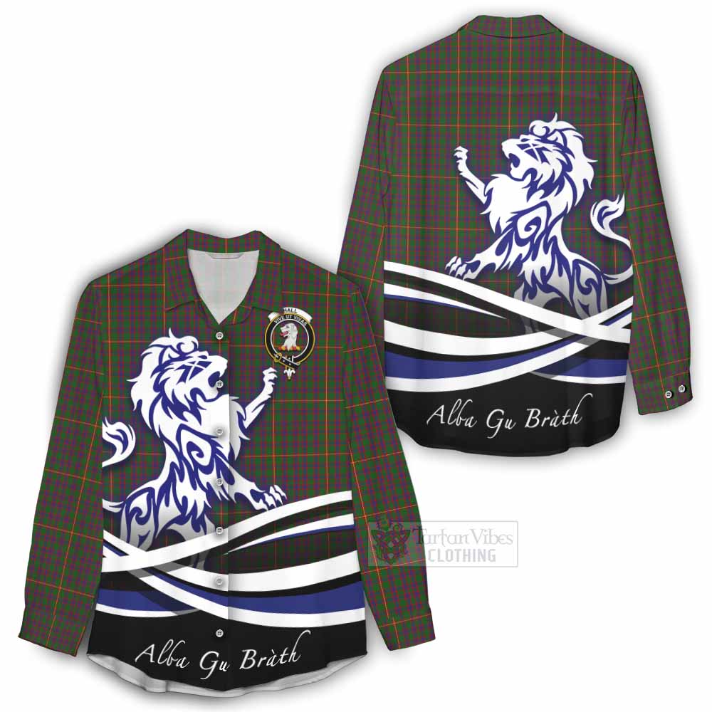 Tartan Vibes Clothing Hall Tartan Women's Casual Shirt with Alba Gu Brath Regal Lion Emblem