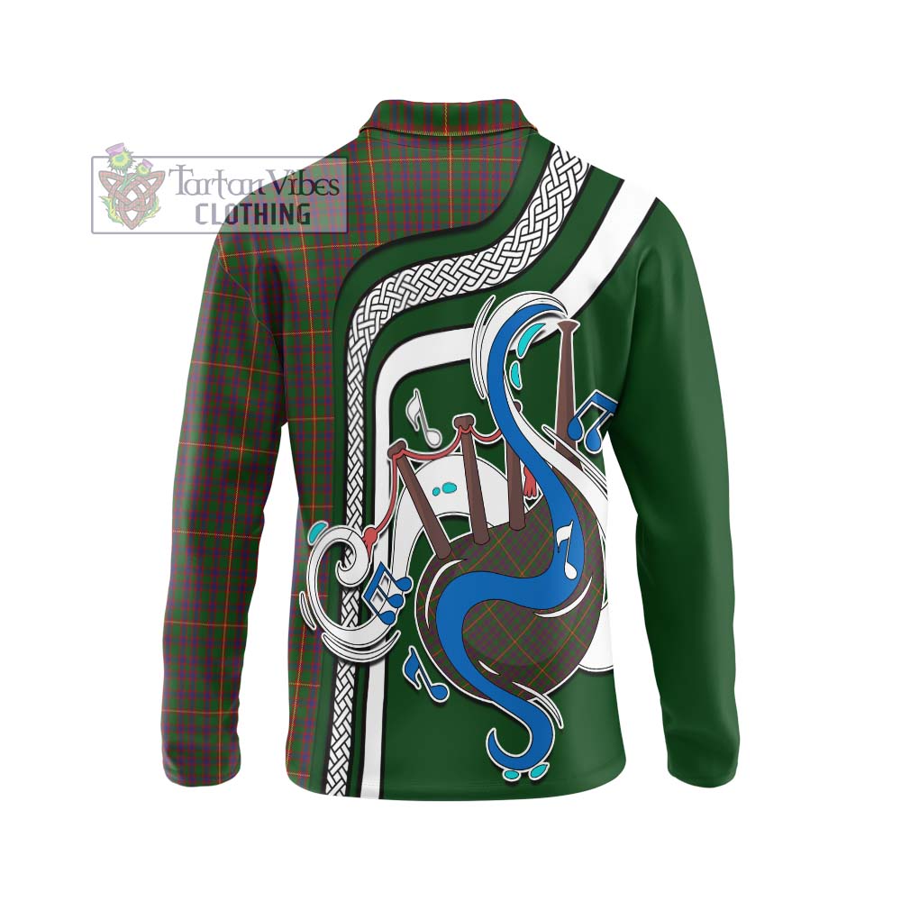 Tartan Vibes Clothing Hall Tartan Long Sleeve Polo Shirt with Epic Bagpipe Style