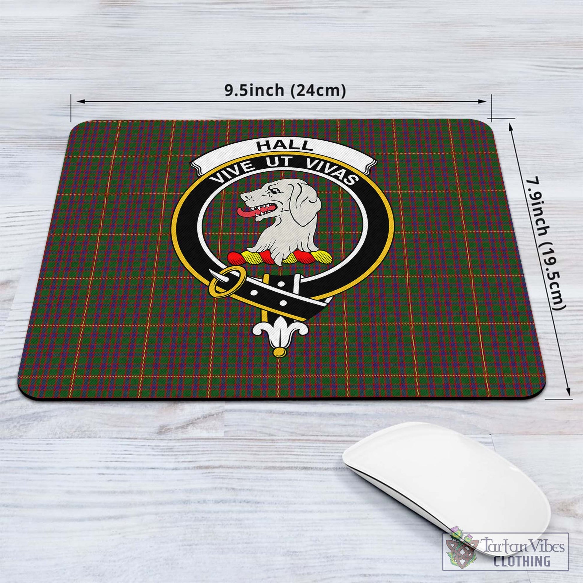 Tartan Vibes Clothing Hall Tartan Mouse Pad with Family Crest