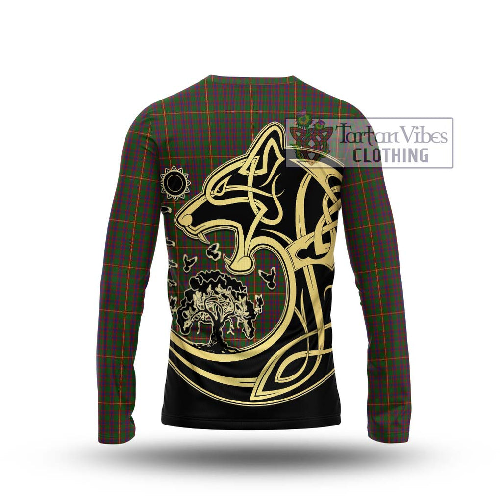 Hall Tartan Long Sleeve T-Shirt with Family Crest Celtic Wolf Style - Tartan Vibes Clothing