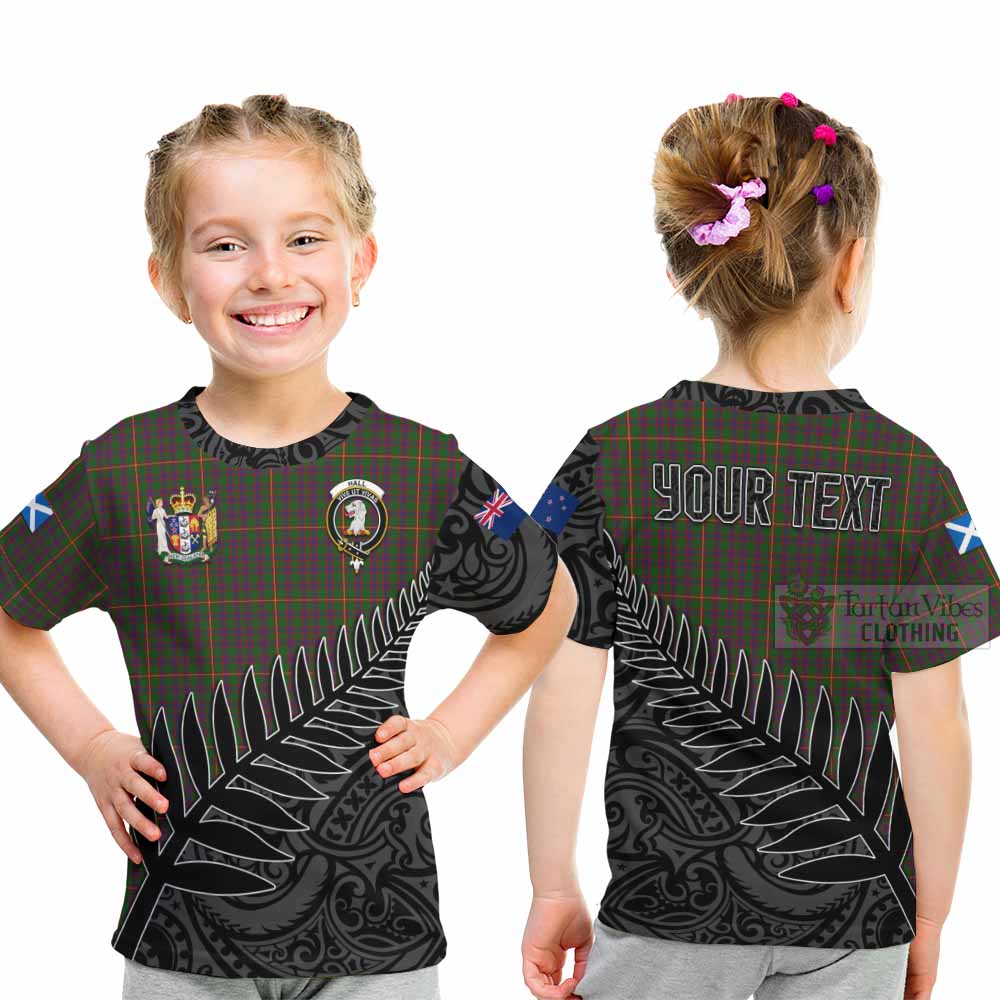 Tartan Vibes Clothing Hall Crest Tartan Kid T-Shirt with New Zealand Silver Fern Half Style