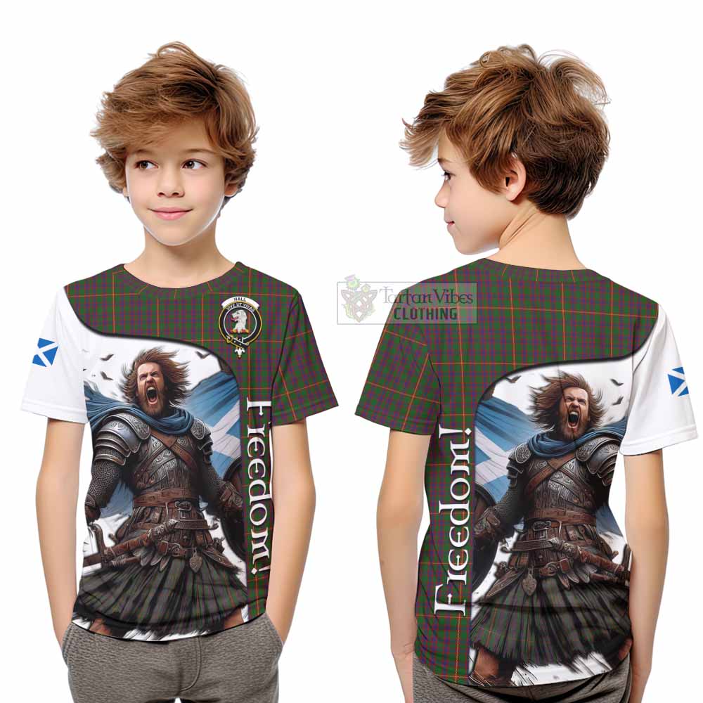 Tartan Vibes Clothing Hall Crest Tartan Kid T-Shirt Inspired by the Freedom of Scottish Warrior