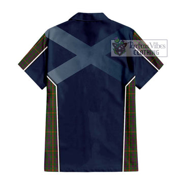 Hall Tartan Short Sleeve Button Shirt with Family Crest and Lion Rampant Vibes Sport Style