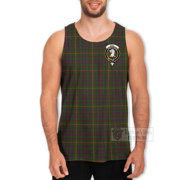 Hall Tartan Men's Tank Top with Family Crest Celtic Skull Style