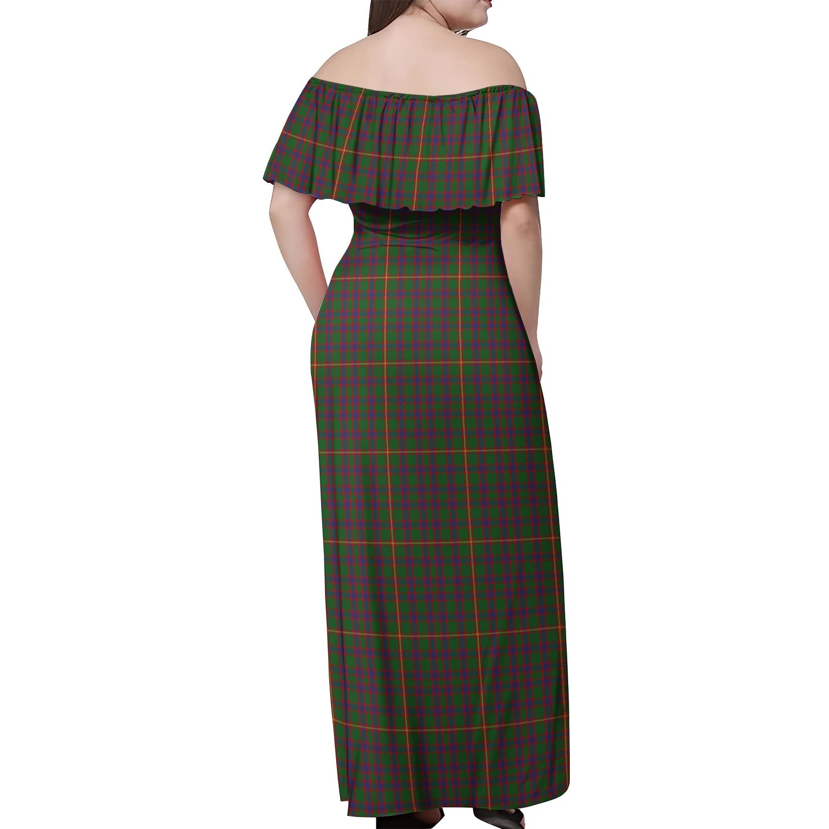 Hall Tartan Off Shoulder Long Dress - Tartanvibesclothing