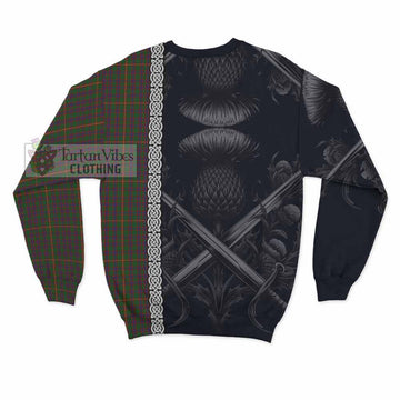 Hall Tartan Sweatshirt with Family Crest Cross Sword Thistle Celtic Vibes