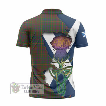 Hall Tartan Family Crest Zipper Polo Shirt Scottish Thistle Celtic Inspired - Tartan Vibes Clothing