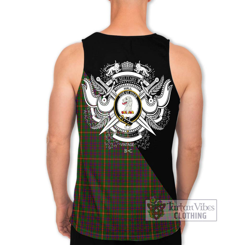 Hall Tartan Men's Tank Top with Family Crest and Military Logo Style - Tartanvibesclothing Shop