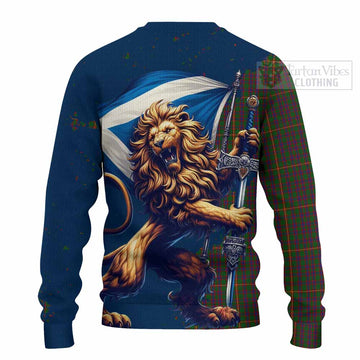 Hall Tartan Family Crest Knitted Sweater with Scottish Majestic Lion