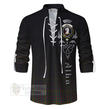 Hall Tartan Ghillie Kilt Shirt Featuring Alba Gu Brath Family Crest Celtic Inspired