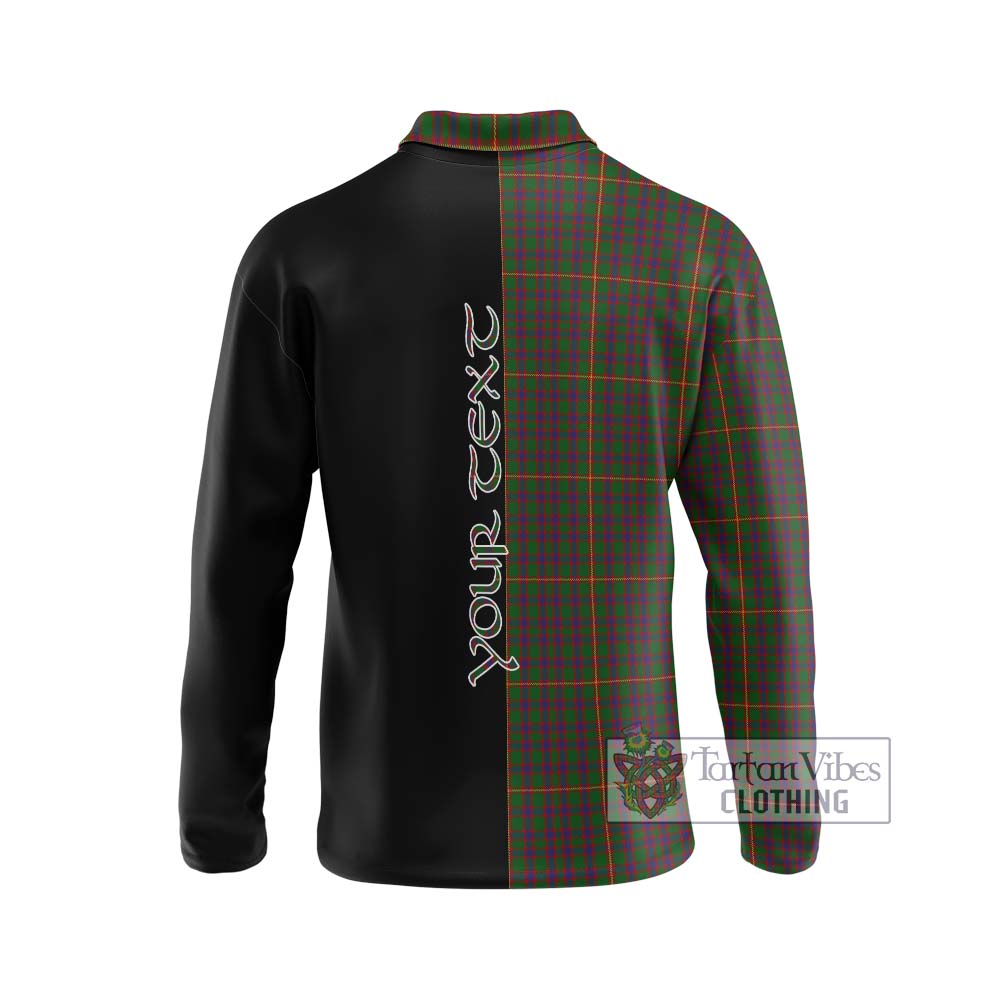 Hall Tartan Long Sleeve Polo Shirt with Family Crest and Half Of Me Style - Tartanvibesclothing Shop