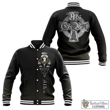 Hall Tartan Baseball Jacket Featuring Alba Gu Brath Family Crest Celtic Inspired