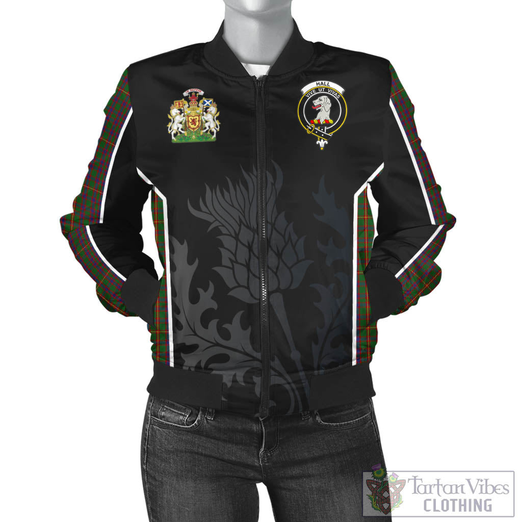 Tartan Vibes Clothing Hall Tartan Bomber Jacket with Family Crest and Scottish Thistle Vibes Sport Style