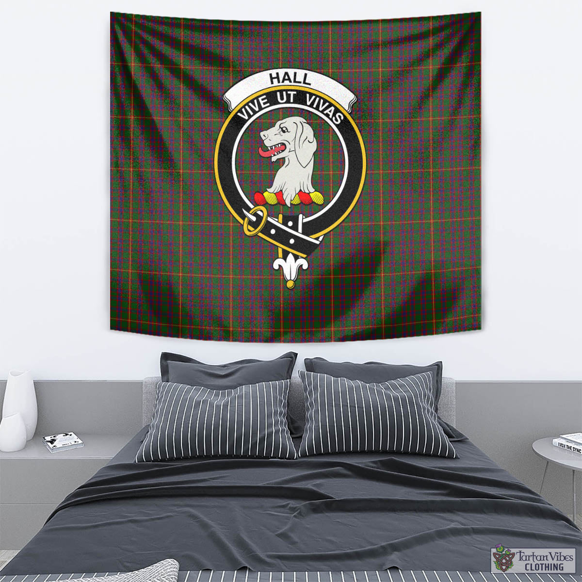 Tartan Vibes Clothing Hall Tartan Tapestry Wall Hanging and Home Decor for Room with Family Crest