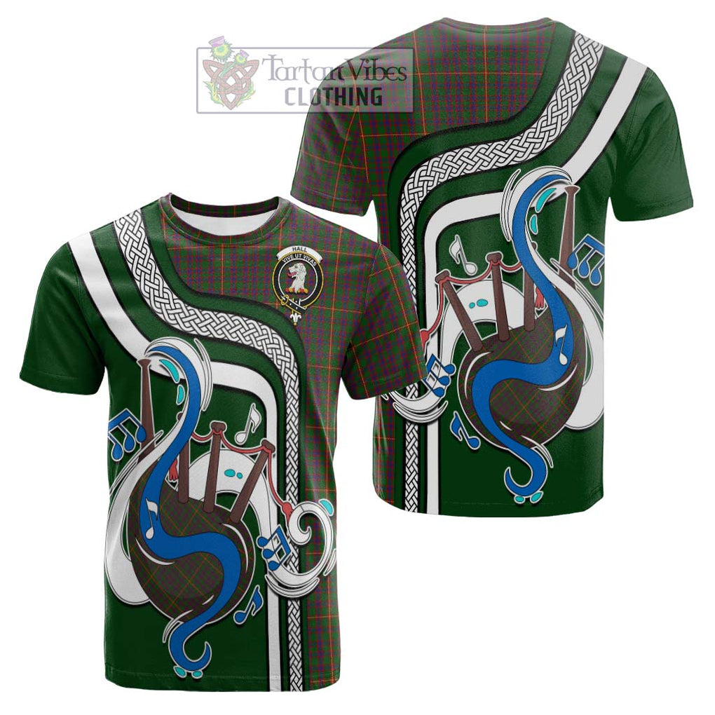 Tartan Vibes Clothing Hall Tartan Cotton T-shirt with Epic Bagpipe Style