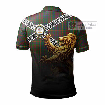 Hall Crest Tartan Polo Shirt with Golden Lion Emblem Celtic Style - Tartan Vibes Clothing