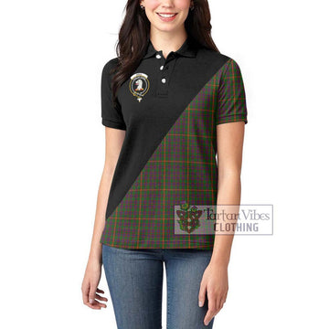 Hall Tartan Women's Polo Shirt with Family Crest and Military Logo Style