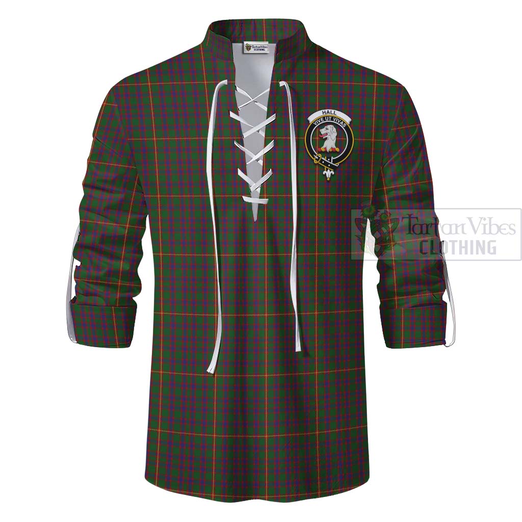 Tartan Vibes Clothing Hall Tartan Ghillie Kilt Shirt with Family Crest and Bearded Skull Holding Bottles of Whiskey