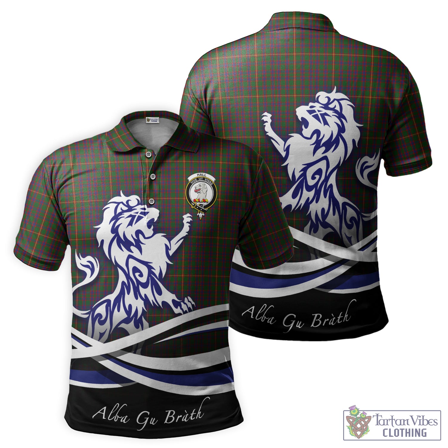 hall-tartan-polo-shirt-with-alba-gu-brath-regal-lion-emblem