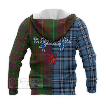 Hall Tartan Knitted Hoodie Happy St. Andrew's Day Half Tartan Style