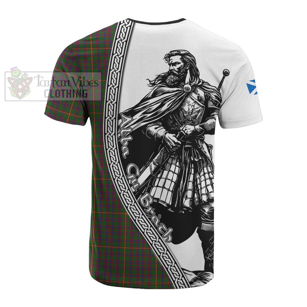 Hall Tartan Clan Crest Cotton T-shirt with Highlander Warrior Celtic Style