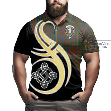 Hall Tartan Polo Shirt with Family Crest and Celtic Symbol Style