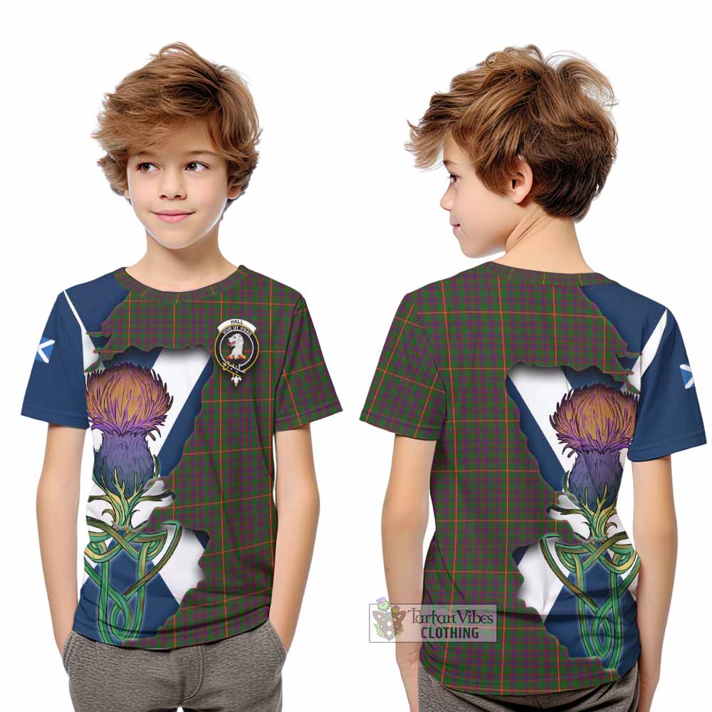 Hall Tartan Family Crest Kid T-Shirt Scottish Thistle Celtic Inspired - Tartan Vibes Clothing