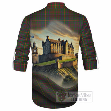 Hall Tartan Family Crest Ghillie Kilt Shirt with Scottish Ancient Castle Style - Tartan Vibes Clothing