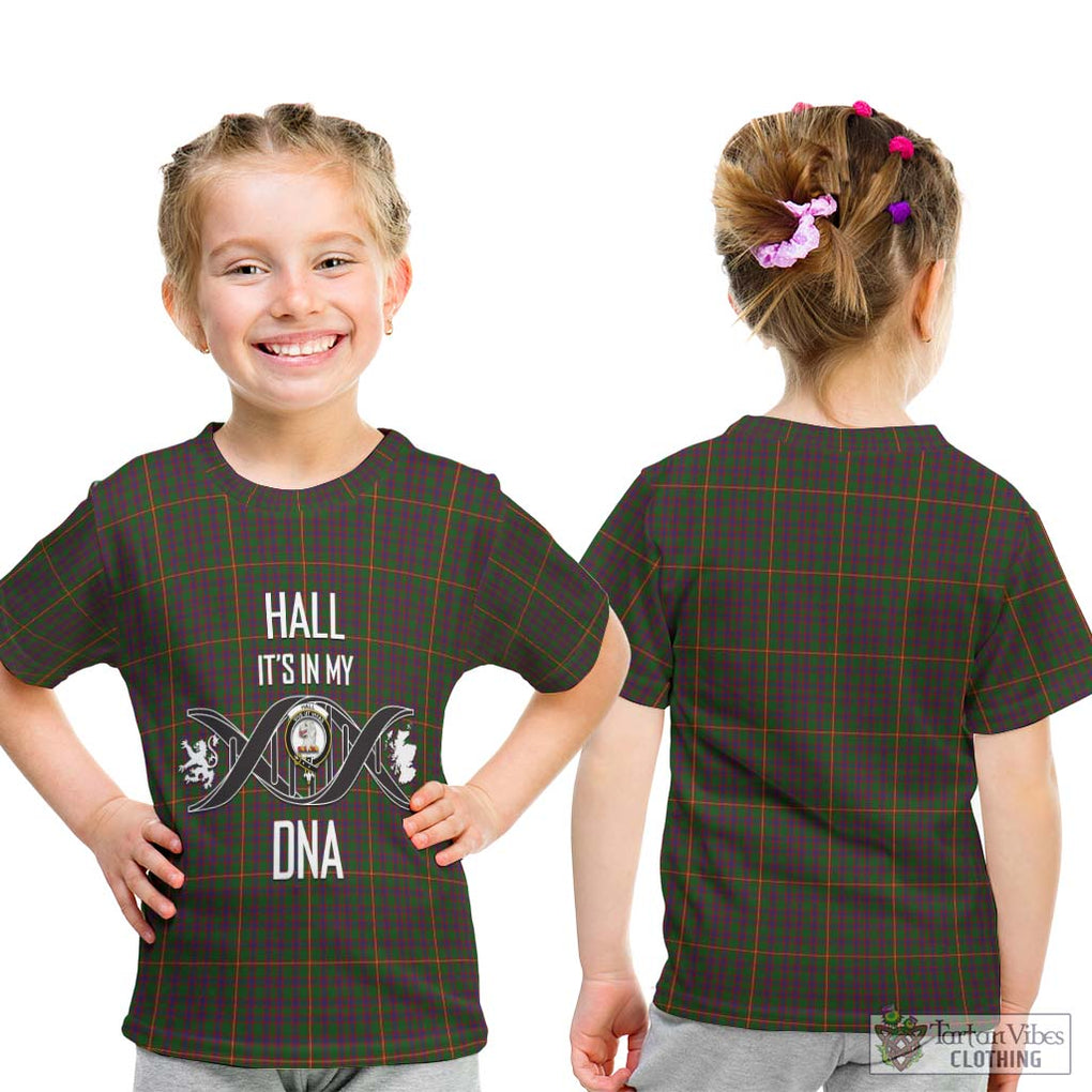 Hall Tartan Kid T-Shirt with Family Crest DNA In Me Style - Tartanvibesclothing Shop