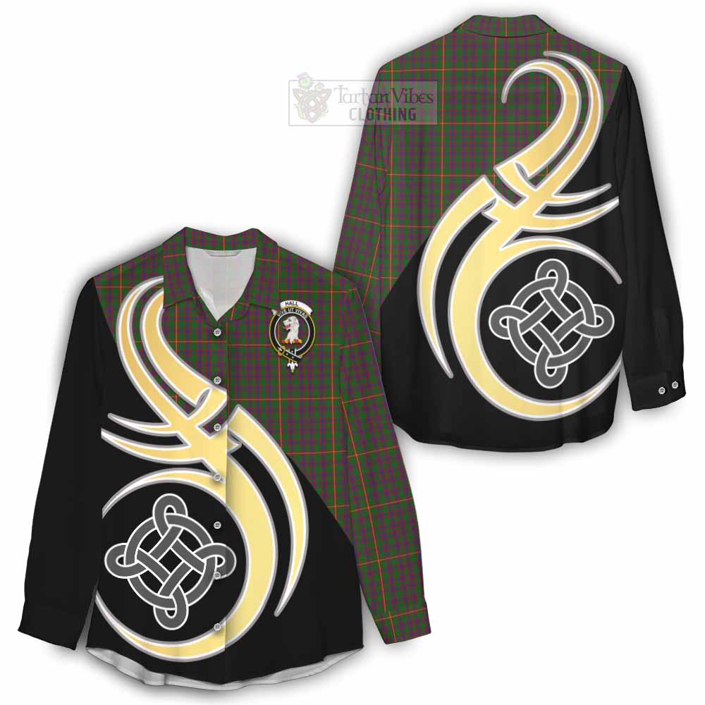 Tartan Vibes Clothing Hall Tartan Women's Casual Shirt with Family Crest and Celtic Symbol Style