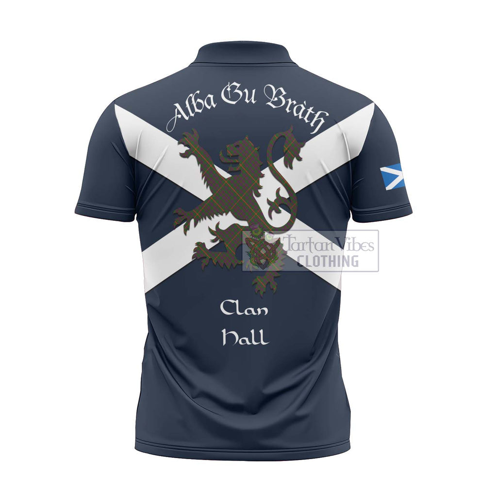 Tartan Vibes Clothing Hall Tartan Lion Rampant Zipper Polo Shirt – Proudly Display Your Heritage with Alba Gu Brath and Clan Name