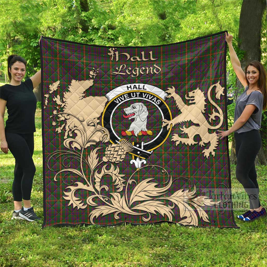 Tartan Vibes Clothing Hall Tartan Quilt with Family Crest and Scottish Symbol Style