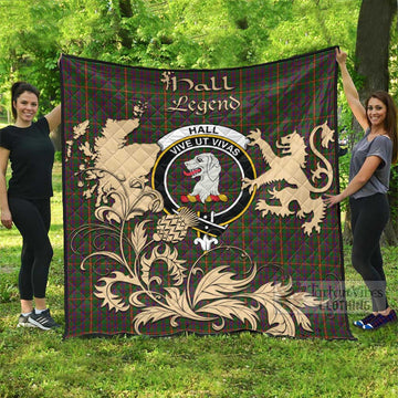 Hall Tartan Quilt with Family Crest and Scottish Symbol Style