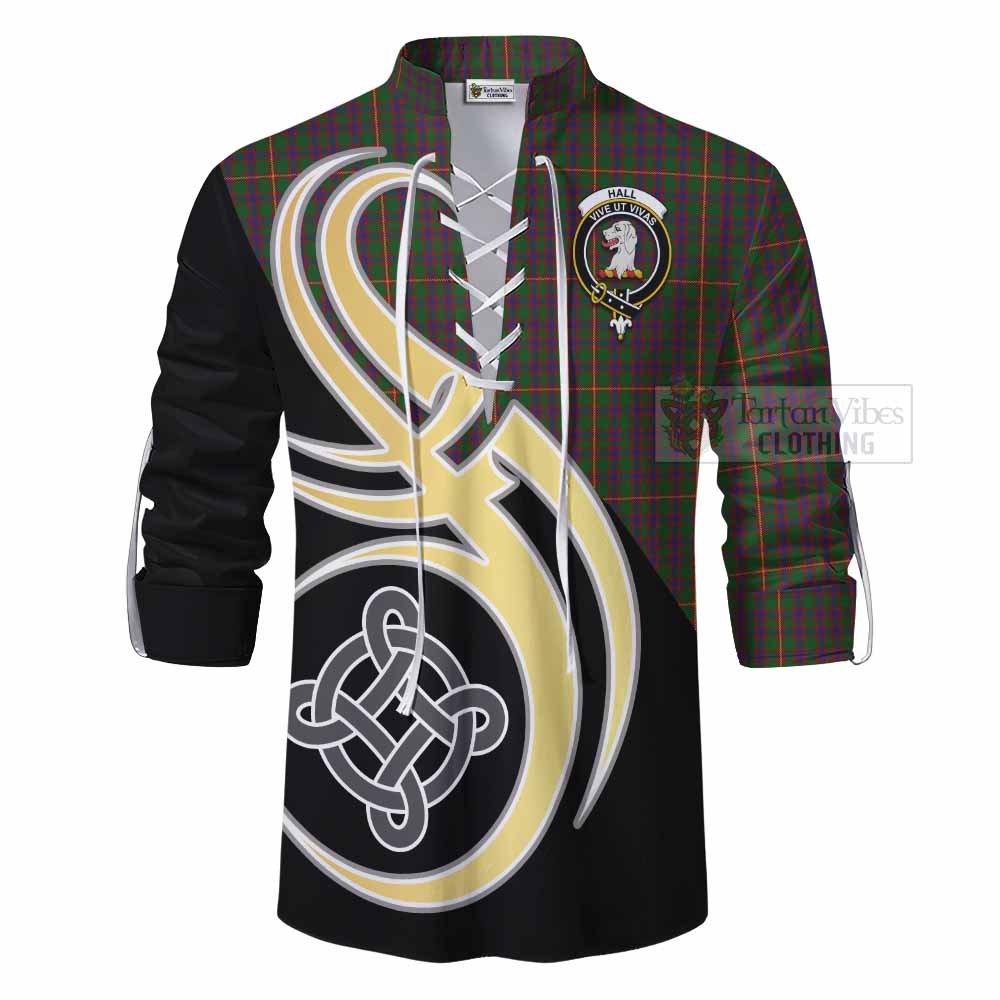 Tartan Vibes Clothing Hall Tartan Ghillie Kilt Shirt with Family Crest and Celtic Symbol Style