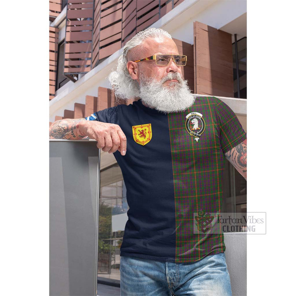 Tartan Vibes Clothing Hall Tartan Cotton T-shirt with Scottish Lion Royal Arm Half Style