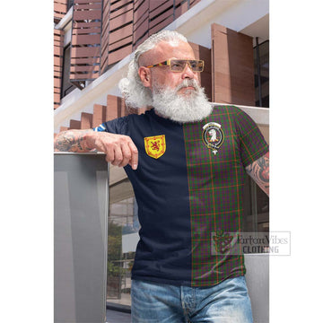 Hall Tartan Cotton T-shirt Alba with Scottish Lion Royal Arm Half Style