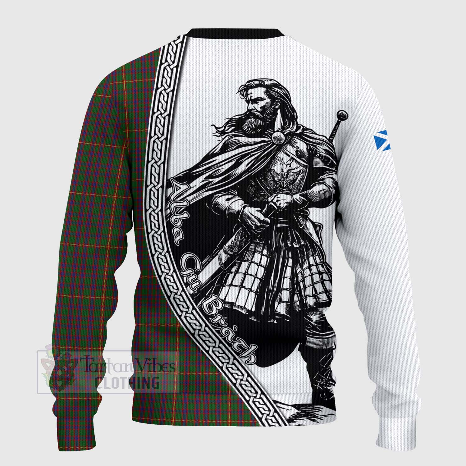 Tartan Vibes Clothing Hall Tartan Clan Crest Knitted Sweater with Highlander Warrior Celtic Style