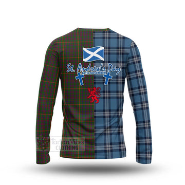 Hall Tartan Long Sleeve T-Shirt Happy St. Andrew's Day Half Tartan Style