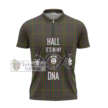 Hall Tartan Zipper Polo Shirt with Family Crest DNA In Me Style