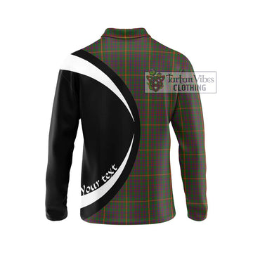 Hall Tartan Long Sleeve Polo Shirt with Family Crest Circle Style