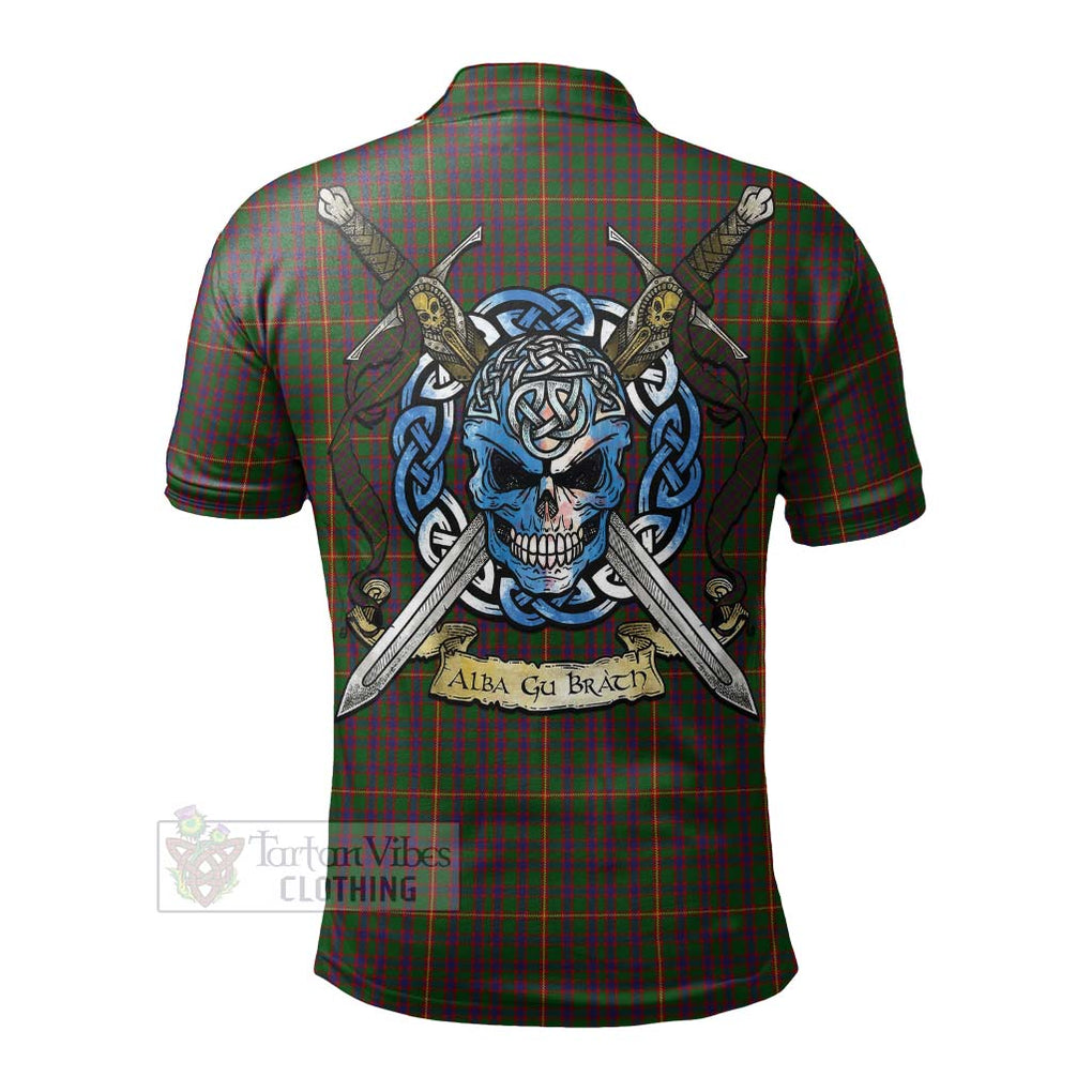 Tartan Vibes Clothing Hall Tartan Polo Shirt with Family Crest Celtic Skull Style