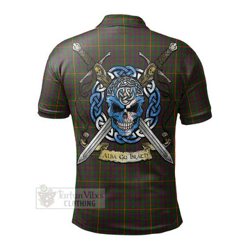 Hall Tartan Polo Shirt with Family Crest Celtic Skull Style