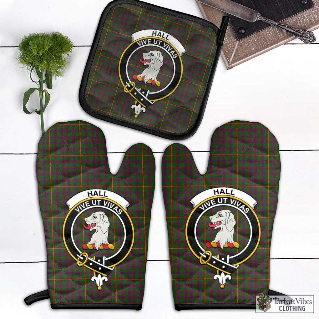 Hall Tartan Combo Oven Mitt & Pot-Holder with Family Crest Combo 1 Oven Mitt & 1 Pot-Holder Black - Tartan Vibes Clothing