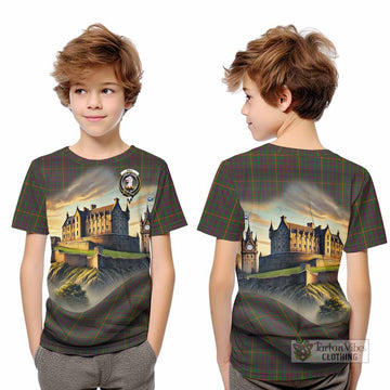 Hall Tartan Family Crest Kid T-Shirt with Scottish Ancient Castle Style - Tartan Vibes Clothing