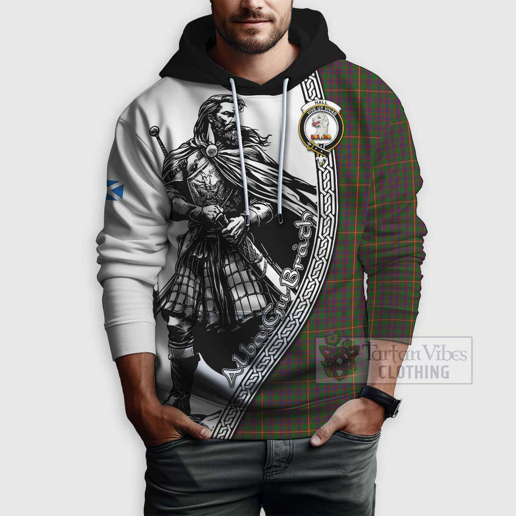 Tartan Vibes Clothing Hall Tartan Clan Crest Hoodie with Highlander Warrior Celtic Style