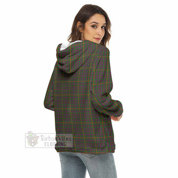 Hall Tartan Women's Borg Fleece Hoodie with Half Zip with Family Crest - Tartan Vibes Clothing