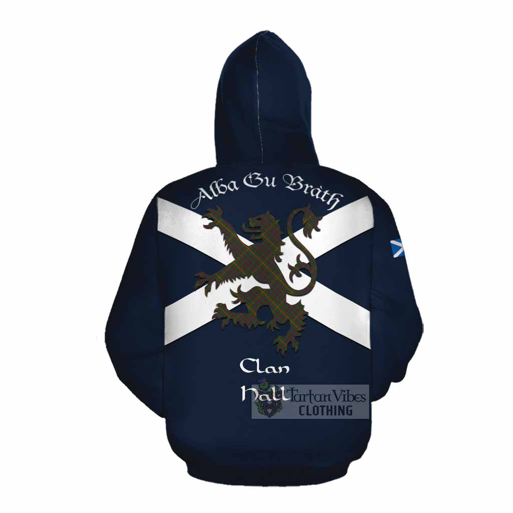 Tartan Vibes Clothing Hall Tartan Lion Rampant Cotton Hoodie Proudly Display Your Heritage with Alba Gu Brath and Clan Name