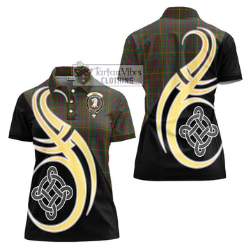 Hall Tartan Women's Polo Shirt with Family Crest and Celtic Symbol Style