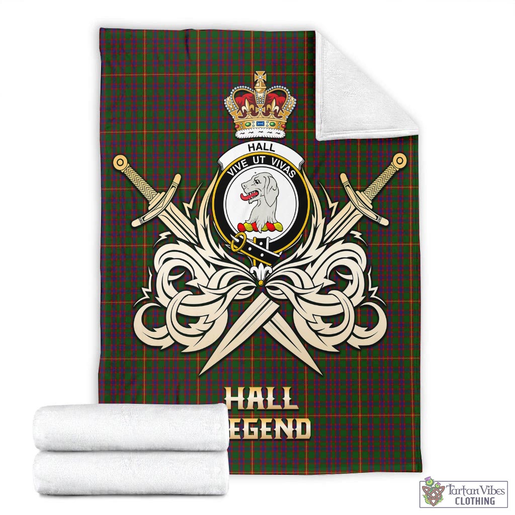 Tartan Vibes Clothing Hall Tartan Blanket with Clan Crest and the Golden Sword of Courageous Legacy